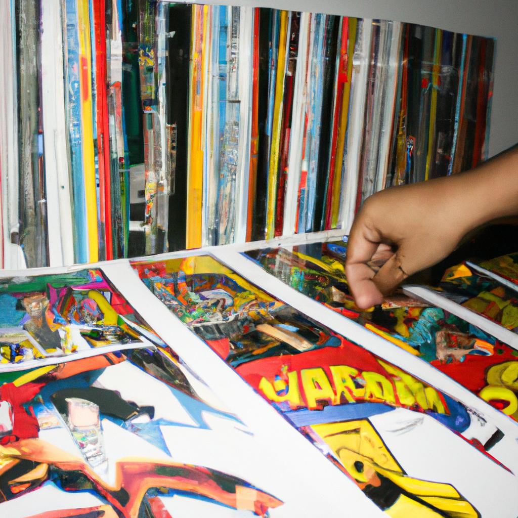 Person grading comic book collection